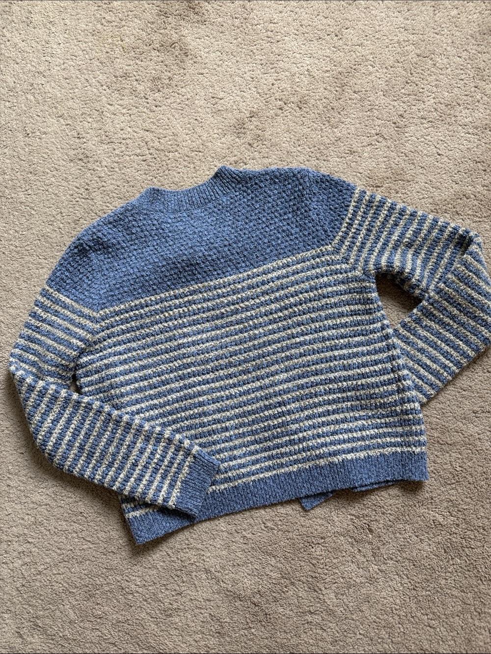 NWOT Ann Taylor Soft Blue & Cream Striped Button Cardigan, MP - Picture 6 of 6